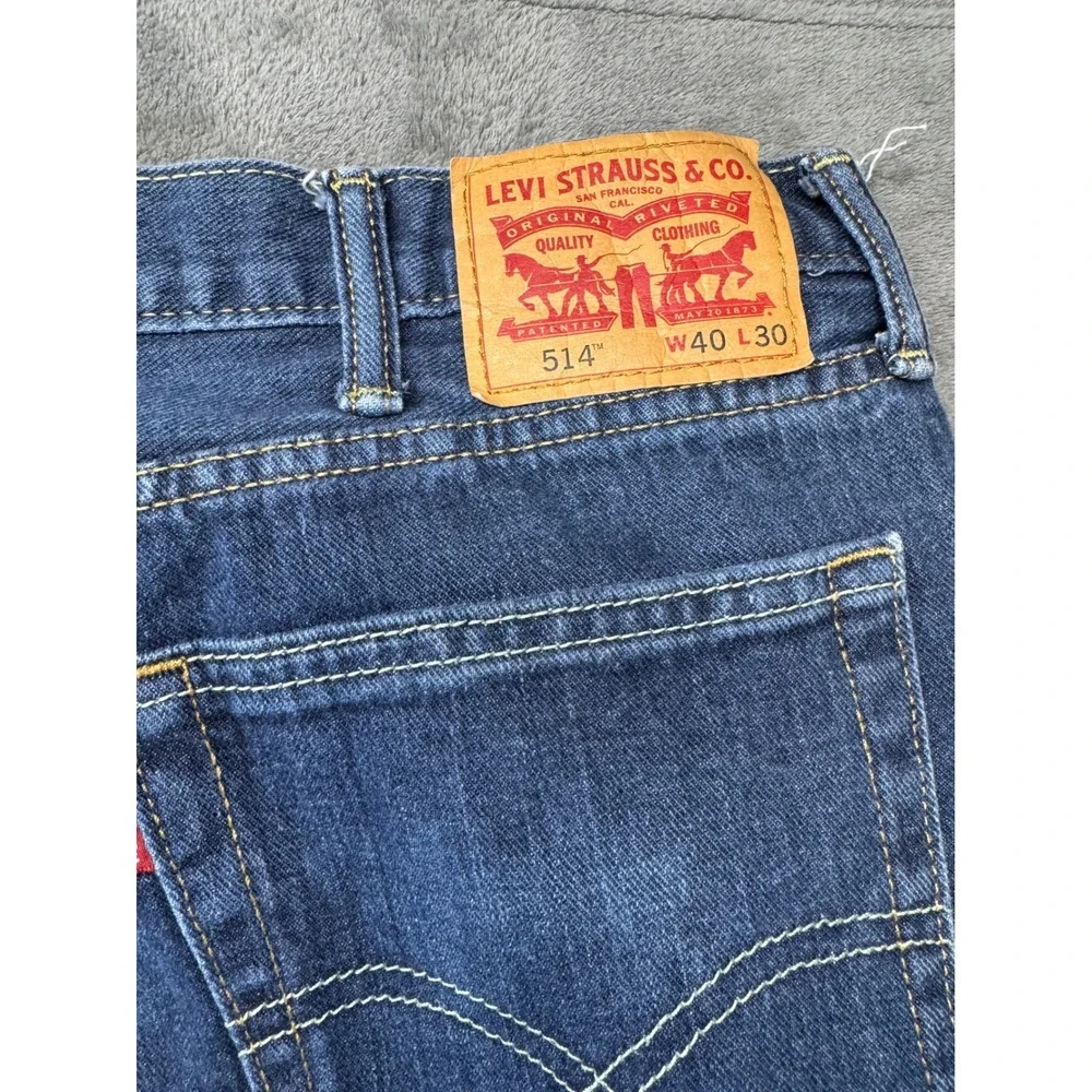 Levi's 514 Straight Fit Jeans Mens W40 L30‎ Dark Wash Denim Pants